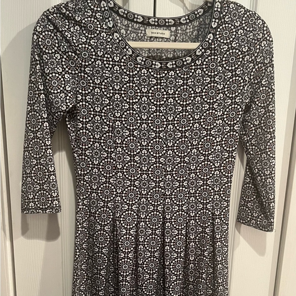 Max Studio Women's Black multi geometric stretch Dress Sz small